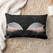 シルバーグレーグリッターブラックグラムメイクアップマーブルブラック ランバークッション (ブランケット)