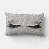 シルバーグレーグリッターブラックグラムメイクアップ美しい ランバークッション (裏面)