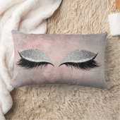 シルバーグレーグリッターブラックメイクアップクリスタルピンク ランバークッション (ブランケット)