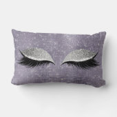 シルバーグレーグリッターブラックメイクアップパープルセイン ランバークッション (裏面)