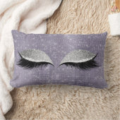 シルバーグレーグリッターブラックメイクアップパープルセイン ランバークッション (ブランケット)