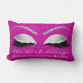 シルバーグレーグリッターホットピンクバラメイクアップアイラッシュ ランバークッション