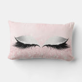 シルバーグレーグリッターラッシュグラムメイクアップピンクパステル ランバークッション (裏面)