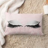 シルバーグレーグリッターラッシュグラムメイクアップピンクパステル ランバークッション (ブランケット)