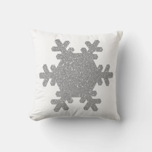 シルバーグレーグリッター雪の結晶パターン クリスマス アウトドアクッション