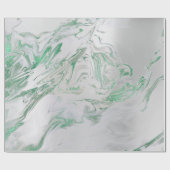 シルバーグレーグリーンエメラルドミントマーブルシャイニーグラム ラッピングペーパー (フラット)