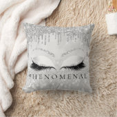 シルバーグレーグレーグレーまつげグリッター現象 クッション (ブランケット)