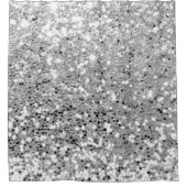 シルバーグレーグレー白フェイクグリッターセクイングラム シャワーカーテン (正面)