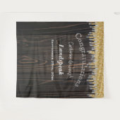 シルバーグレーゴールドグリッター ドリッピング ウェディング タペストリー (正面(横))