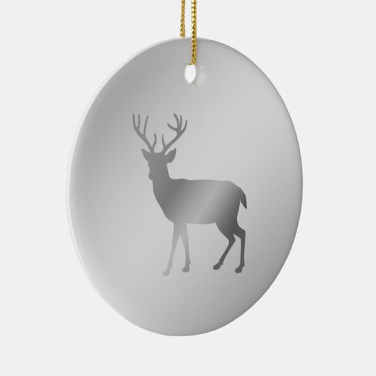シルバーグレーシェードのトナカイ・シルエット セラミックオーナメント (右)