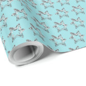 シルバーグレースターズライトブルーターコイズクリスマス ラッピングペーパー (ロールコーナー)