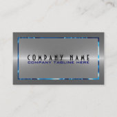 シルバーグレーステンレススチールルルルルックブルーアクセント 名刺 (正面)