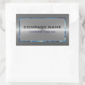 シルバーグレーステンレススチールルルルルックブルーアクセント 長方形シール (バッグ)