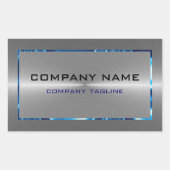 シルバーグレーステンレススチールルルルルックブルーアクセント 長方形シール (正面)