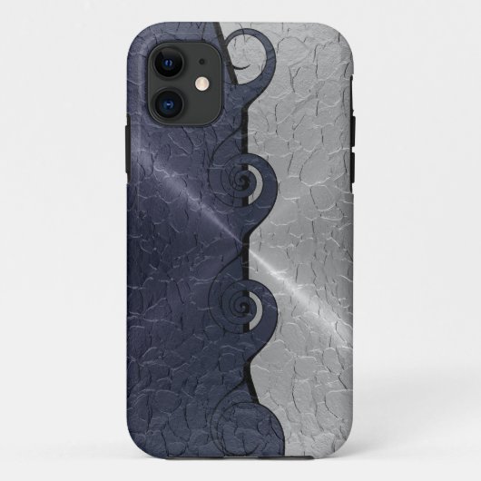 シルバーグレーステンレス金属旋回パターン2 Case-Mate iPhoneケース (裏面)
