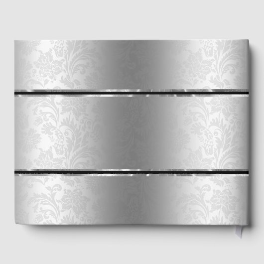 シルバーグレーステンレス鋼とダマスク ゲストブック (裏面)