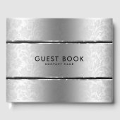 シルバーグレーステンレス鋼とダマスク ゲストブック (正面)