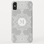 シルバーグレースノーフレークスクリスマスホリデーモノグラム Case-Mate iPhoneケース (裏面)