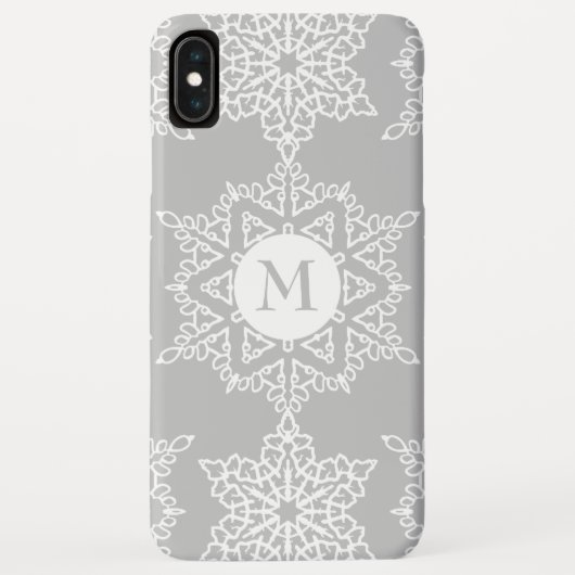 シルバーグレースノーフレークスクリスマスホリデーモノグラム Case-Mate iPhoneケース (裏面)