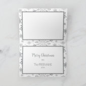 シルバーグレースノーフレーク3フォトコラージュパーソナライズされた シーズンカード (内部)