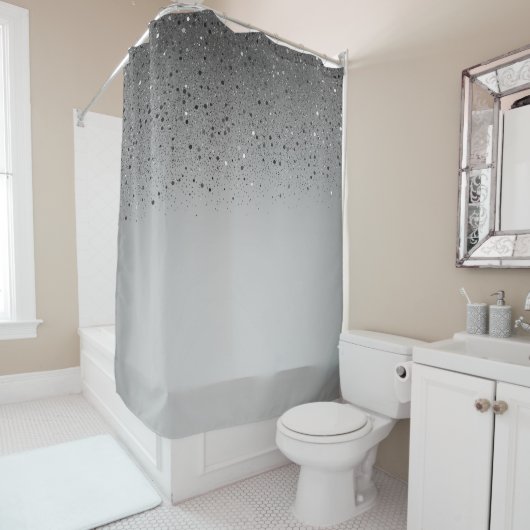 シルバーグレースパークリスパークルグリッター シャワーカーテン (インサイチュ)