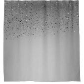 シルバーグレースパークリスパークルグリッター シャワーカーテン (正面)