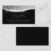 シルバーグレースパークリダイヤモンドグリッターグラムブラック 名刺 (正面/裏面)