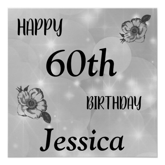 シルバーグレースパークルハッピー60誕生日 ポスター (正面)