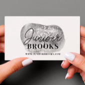 シルバーグレーソーシャルメディアQRコードグリッター 名刺