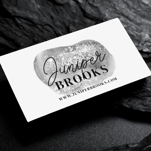 シルバーグレーソーシャルメディアQRコードグリッター 名刺