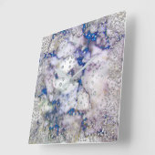 シルバーグレーダイヤモンド結晶マーブルブルーネイビー スクエア壁時計 (傾斜)