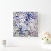 シルバーグレーダイヤモンド結晶マーブルブルーネイビー スクエア壁時計 (ホーム)