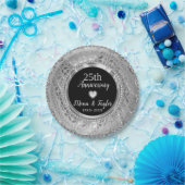 シルバーグレーダマスクとハート ペーパープレート (パーティー)