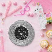 シルバーグレーダマスクとハート ペーパープレート (パーティー)