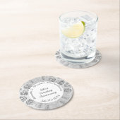 シルバーグレーダマスクの結婚式または記念日 ラウンドペーパーコースター (インサイチュ)