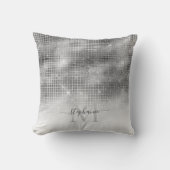 シルバーグレーディスコボールモザイクスパークリーモノグラム クッション (正面)