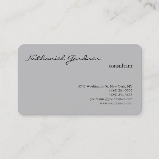 シルバーグレートレンディープレーンクリエイティブ モダン 名刺 (正面)