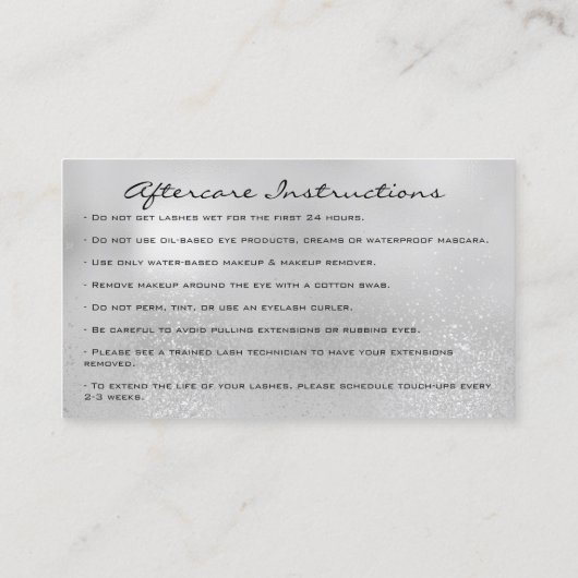 シルバーグレードリップスグリッターまつ毛アフターケア 名刺 (裏面)