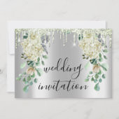 シルバーグレードリップスグレーフローラミントグリーン結婚ズ 招待状 (正面)