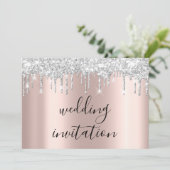 シルバーグレードリップスグレーブラック結婚スパークバラ 招待状 (スタンド正面)