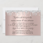 シルバーグレードリップスグレーブラック結婚スパークバラ 招待状 (裏面)