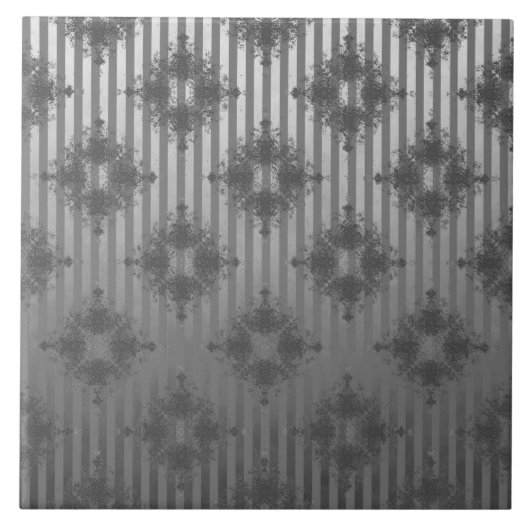 シルバーグレーハストライプのリウッドリージェンシーパターン タイル (正面)