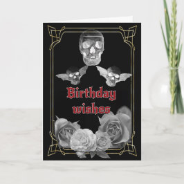 シルバーグレーバラとスカル誕生日 カード