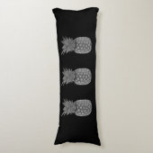 シルバーグレーパイナップルフルーツON BLACK ボディピロー (正面縦)