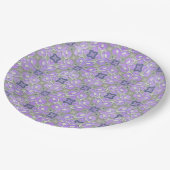 シルバーグレーパープルブルーメタリック塗り模様 ペーパープレート (アングル)