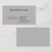 シルバーグレーピンクエレガントモダンシンプル 名刺 (正面/裏面)