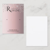 シルバーグレーピンクグリッターのジュエリー表示 名刺 (正面/裏面)