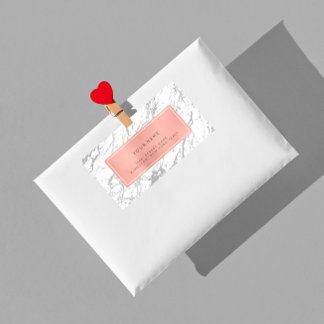 シルバーグレーピンクローズマーブル差出人住所ラベル ラベル