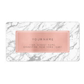 シルバーグレーピンクローズマーブル差出人住所ラベル ラベル (正面)