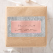 シルバーグレーピンクローズ金ゴールド差出人住所ラベル ラベル (インサイチュ)